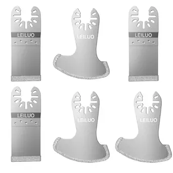 LEILUO Diamond Oscillating Multi Tool Grout Removal Blades 6 Pcs Tile Grout Remover Blades Kit Compatible with DeWalt Makita Einhell and More
