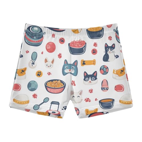 Cartoon Pet Food Cute Colored Cats Boys Swim Trunks Swimsuits for Toddler Boy Swim Shorts Trunks 3T-10T