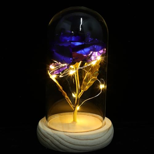 Lámpara de flor artificial LED en cúpula de cristal para regalo del hogar 2
