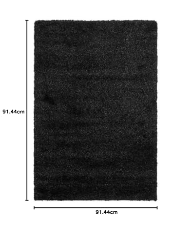 Image of Handwoven Microfibre 3D Rug for Living Room (Black, 3 X 3 Feet (Round), Microfibre)