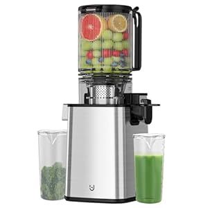 Masticating Juicer Machines, 5.3″ Inch Feeding Chute Supports Whole Fruits and Vegetables，350W Slow Cold Press Juicer，Easy to Clean