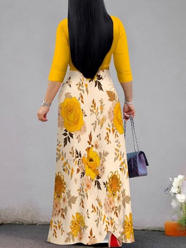 Image of PinkPatty Plus Size Maxi Dress for Women 3 /4 Sleeve Casual Long Dress