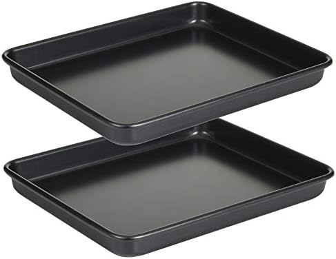 11 Inch Baking Sheets Pan Nonstick Set of 2, Walooza 1-inch Deep Baking Trays, 11X9 Inch Cookie Sheet Replacement Toaster Oven Tray, Non Toxic & Heavy Duty & Easy Clean
