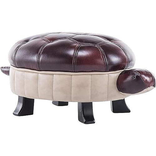 Taburete tapizado con diseño de tortuga, reposapiés de piel sintética, reposapiés de madera para sala de estar, dormitorio, sofá, banco