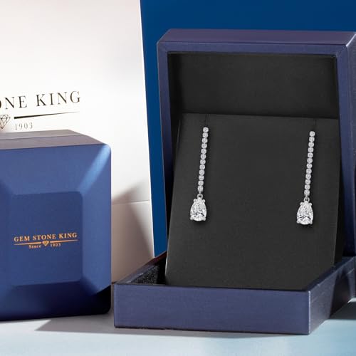 Image of Gem Stone King 1.82 Cttw 14K White Gold Lab Grown Diamond Teardrop Earrings