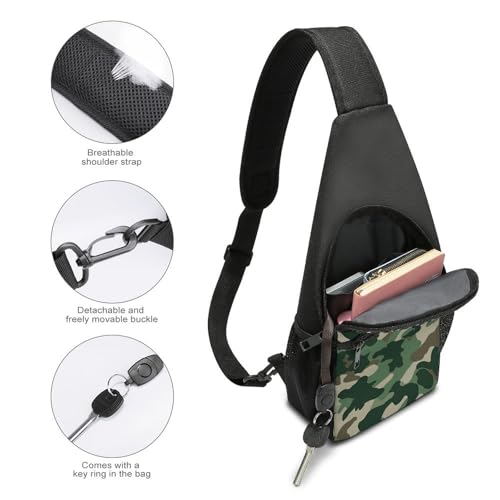 Bolso tipo sling camuflado verde para senderismo y viajes miniatura 4