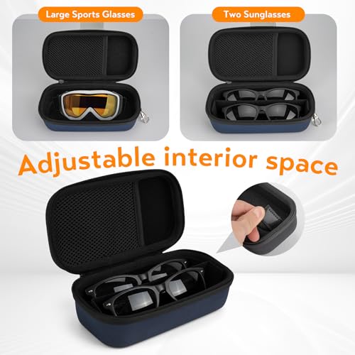 Image of Double Eyeglasses Case, Hard Shell Dual Glasses Case Travel Sunglasses Organizer for Men Women
