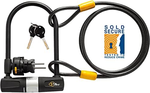Bike U Lock with Cable - Via Velo Heavy Duty Bicycle U-Lock, 14mm Shackle and 10mm x1.8m Cable with Mounting Bracket for Road Bike Mountain Bike Electric Bike Folding Bike, Great Bike Safety Tool