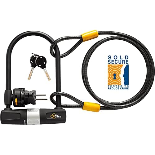Bike U Lock with Cable - Via Velo Heavy Duty Bicycle U-Lock,14mm Shackle and 10mm x1.8m Cable with Mounting Bracket for Road, Mountain, Electric & Folding Bike