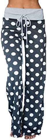 Womens Pants High Waisted Wide Leg Soft Long PJ Pants Grey Dot XXL