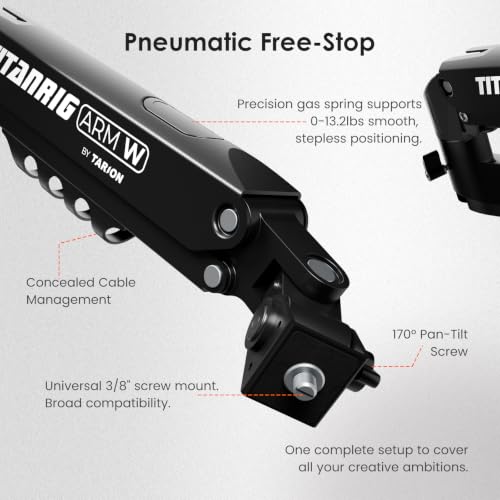 Image of TARION Pneumatic Camera Mount 25 inch Modular 3-Section Titanrig Arm W
