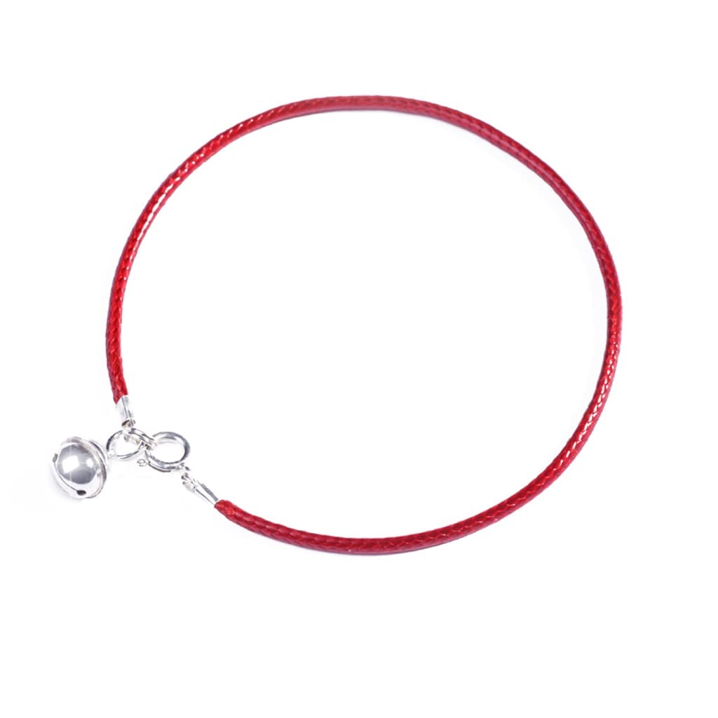 Tobillera de plata de ley SSDD con cascabel retro en color foto para mujer