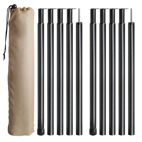 Bubuny Barras para lonas de camping, 2 m, 19 mm, barras telescópicas de aluminio con bolsa, ajustables, ligeras para lonas y toldos de camping, postes de tienda de campaña