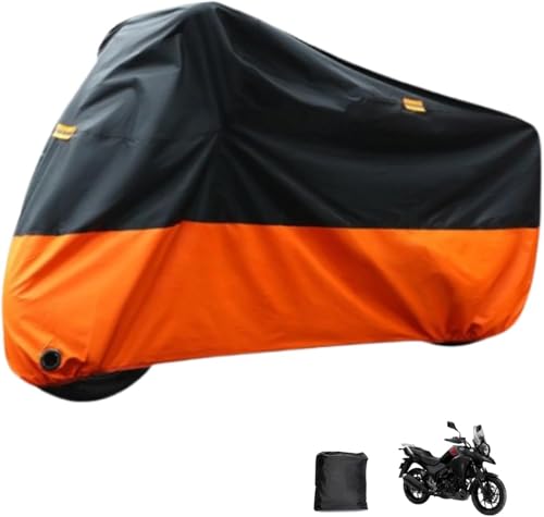 バイクカバー に適用スズキ V-strom250 原付カバー 大型 バイクカバー 3つの反射ストリップ 420D厚手 防水 耐熱 錆びにくい UVカット 凍結防止 破れにくい 盗難防止 ワンタッチバックル付き ロック穴付き オールシーズン対応 収納バッグ付
