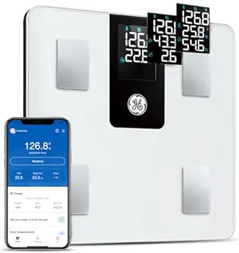 GE Smart Body Weight and Body Composition Scale with Bluetooth and App, White