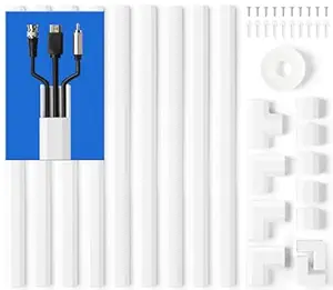 153in Wall Cable Hider, ZhiYo TV Wire Hider for Wall Cord Hider to Hide 3-4 Cords, Cable Management Kit, Cable Raceway White, Paintable Cable Concealer, 9 x L15.7in x W1.18in x H0.6in