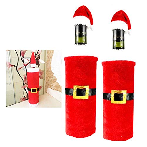 Hebudy Lot de 2 décorations de table de Noël pour bouteille de vin avec enveloppe Cover