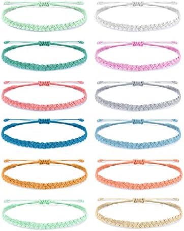 Long tiantian 12Pcs Boho String Bracelets for Teen Girls Summer Bracelets for Beach Surfer Bracelets Set Waterproof Bracelets for Women(U-12pcs-String Bracelets)