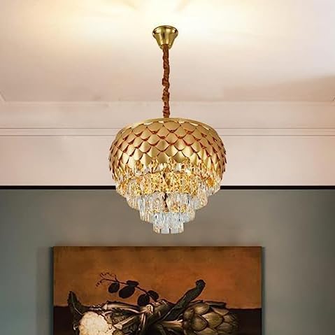 Image of Lyse Decor Chandelier for Living Room Modern Ceiling Light Jhumar for Hall Light for Living Room and Hall Round Jhoomer Show Lights for Home Decoration Ceiling (Gold 400 mm)