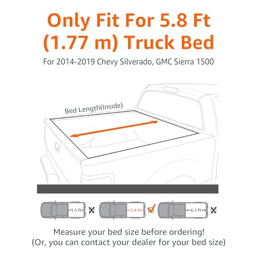 Image of Amazon Basics Soft Roll-Up Truck Bed Tonneau Cover, 5.8 feet, Water-Resistant, Easy Install for 2014-2019 Chevy Silverado, GMC Sierra 1500, Fleetside