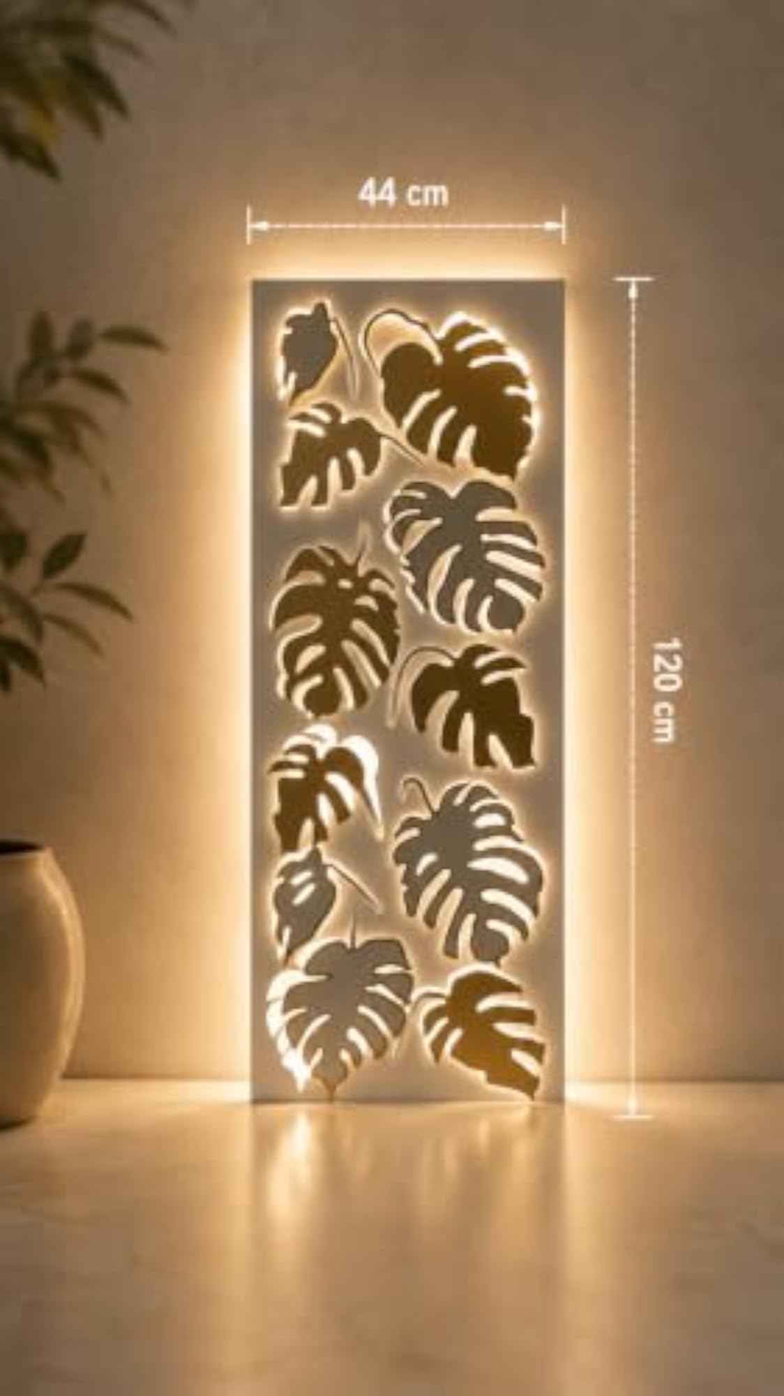 LED Backlit Monstera Leaf Wall Décor, Modern Metal Art