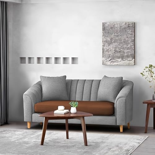 Image of Casaliving Doraldo 2 Seater Sofa Set for Living Room (Brown Grey Colour) Premium Fabric Sofa