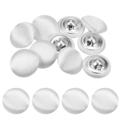 TIXIPEM Cover Button Kits 12.5mm/ 0.5 Inch [10pcs] - Fabric Button Maker Covered Metal Use for Hat Replacement & Repair Jeans & Blouse & Sewing & Crafts Making DIY Lovers - [White]