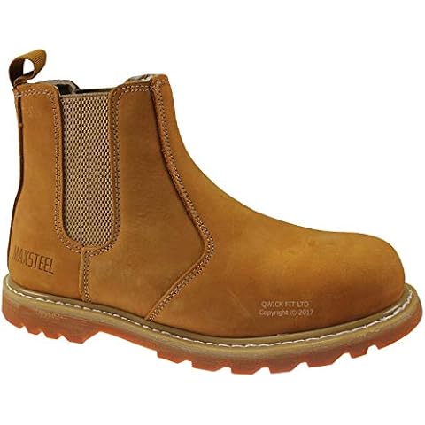 Mens Leather Slip ON Chelsea Dealer Safety Boots Work Boots Shoes Steel Toe Cap (7 UK) Cover