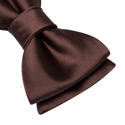 Image of Dubulle Self Tie Bow Ties and Lapel Pin for Men Paisley Solid Mens Bowtie and Handkerchief Cufflinks Set Wedding