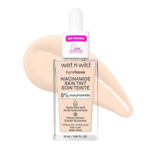 Image of wet n wild Bare Focus Skin Tint, 5% Niacinamide Enriched, Buildable Sheer Lightweight Coverage, Natural Radiant Finish, Hyaluronic & Vitamin Hydration Boost, Cruelty-Free & Vegan - Porcelain