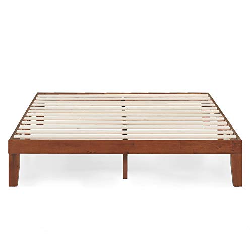 Mellow Naturalista Classic - 12 Inch Solid Wood Platform Bed With Wooden Slats, No Box Spring Needed, Easy Assembly, Queen, Cherry #TOP2