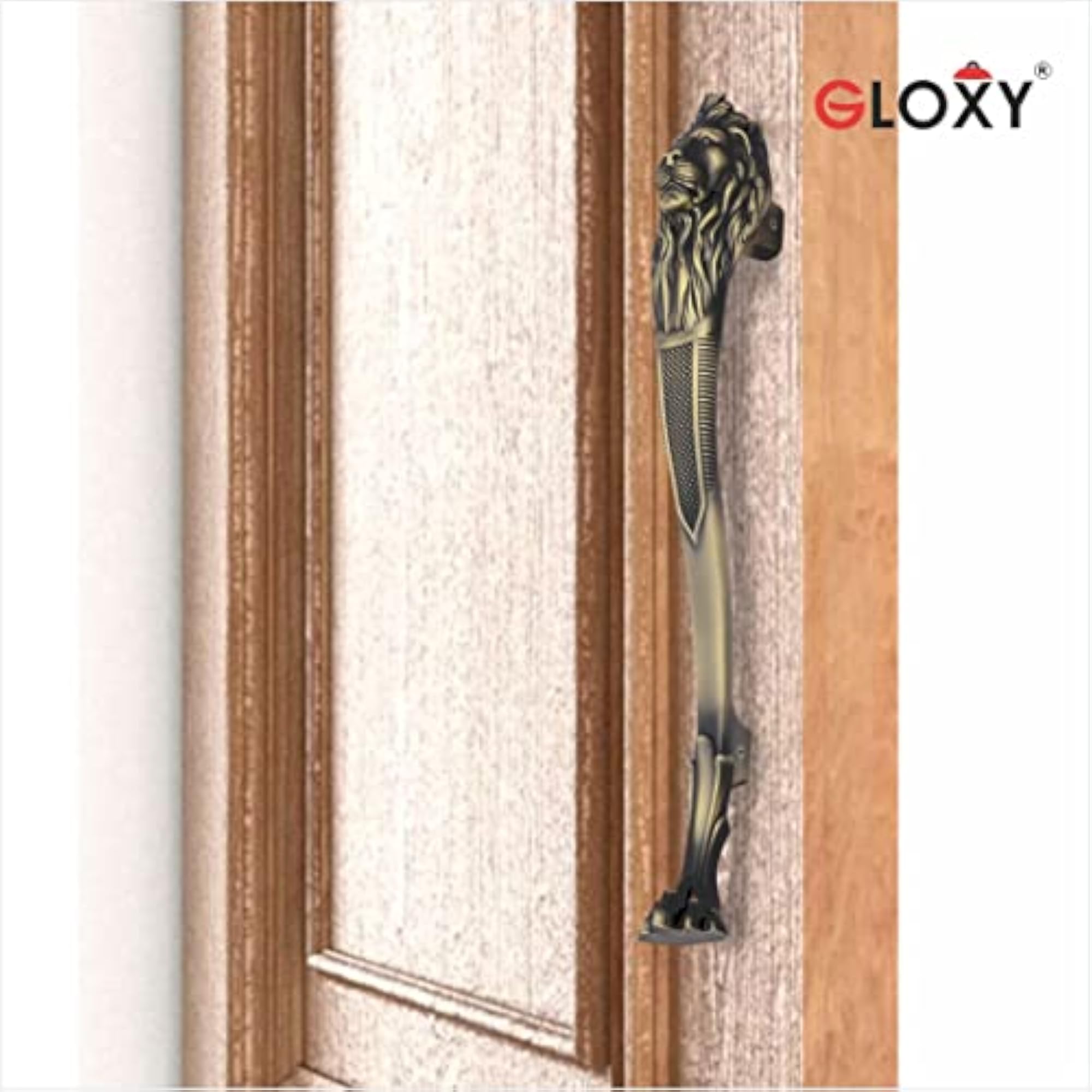 12 Lion Shaped Main Door Handle with 8 Hole-to-Hole Spacing