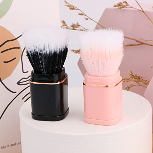 Yoseng Stippling Brush, Dual-Fiber, Retractable Travel-Size Face Blush Brush,With Synthetic Custom Cut Bristles For An Even And Streak Free Makeup Application Powder Cosmetics, Vegan, Cruelty Free #TOP6