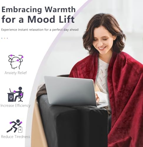 anysun Electric Blanket, Heated Throw Blanket, Electric Blanket double Fast Heating 200 x 150cm, 6 Heat Levels & 10 Hours Timer Auto Off, Heated Blankets for Home Bed Sofa Office, Machine Washable
