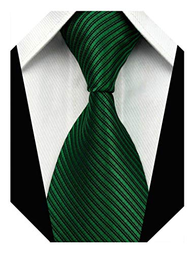 Wehug Men's Classic Solid Tie Silk Woven Necktie Jacquard Neck Green Ties For Men LD0049 St. Patrick's Day