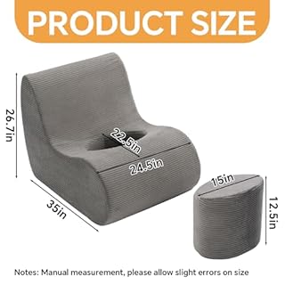 HOMBYS BBL Recovery Chair with Hole, Foam BBL Recovery Sofa for Post Surgery Sitting & Sleeping, Brazilian Butt Lift Support with Removable Ottoman for Butt Support