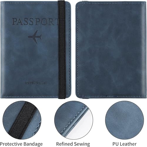 Image of Passport Holder Cover Travel Wallet Organizer, Passport Case with PU Leather Travel Document Holder for Men & Women Travel Accessories