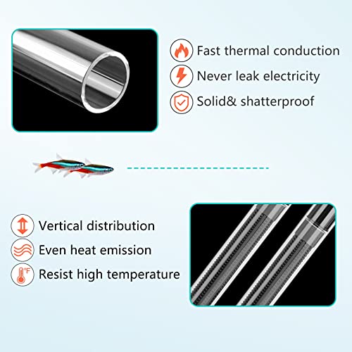 Fishkeeper 600W/800W Aquarium Heater, Double Tube Double Heating Speed Adjustable Fish Tank Heater Submersible Pond Water Heater For Saltwater Freshwater Tank 60-220 Gallon #TOP3