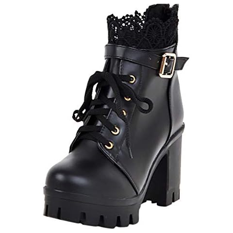 Bkebge Women's Lace Up Platform Ankle Boots Cover