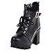 ZYUEER Bottes Femme Chaussures Femme Talons Compense Sexy Dentelle Mode Ankle Boots Bottines a Lacets Neige Chaud Pas Cher (35 EU, Noir)