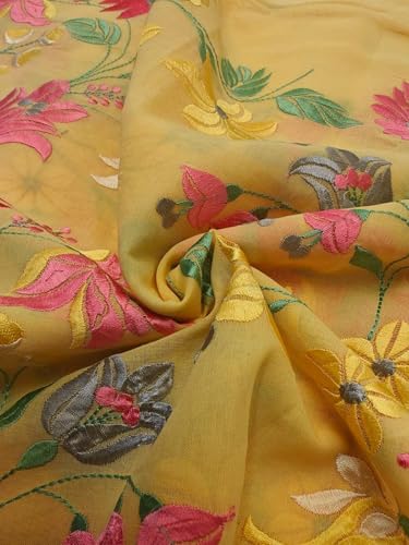 Voile en coton brodé multicolore pour coudre une robe d'été fluide