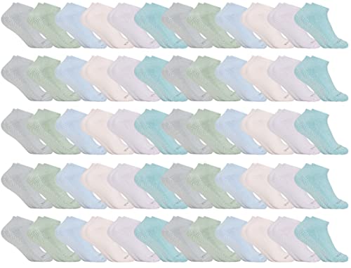 Yacht & Smith Women's Non Slip No-Skid Socks With Grips, 97% Cotton, For Hospital, Yoga, Pilates, Barre, Grippy Ankle Sock #TOP23