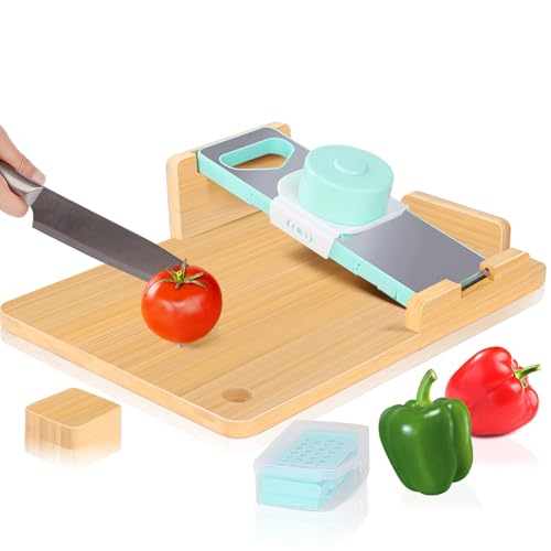 Easy-to-Use Adaptive One Handed Cutting Board,Handicap Kitchen Tools with Bread Stops & Steel...