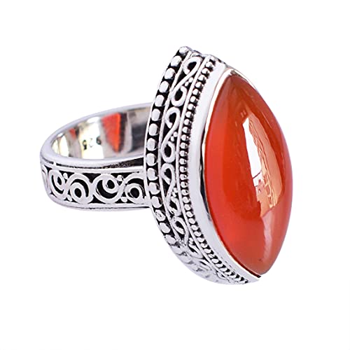 Plata de ley 0.925 con piedra cornalina naranja marquesa para joyeria unisex exclusiva