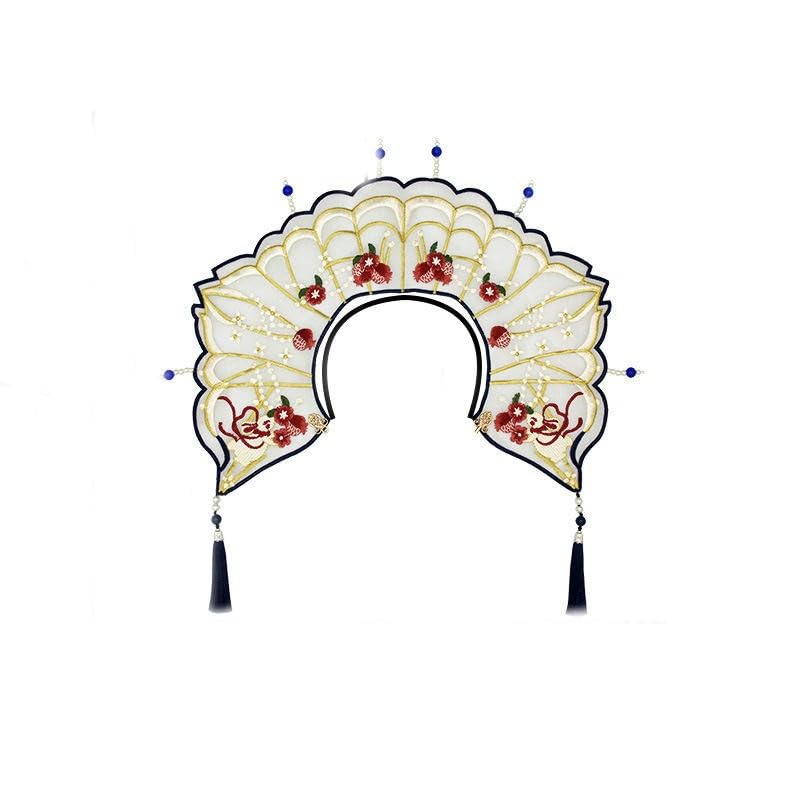 Parches de Bordado Parche Bordado con borlas y Perlas for Hombro, 50 x 45 cm, for Planchar, Chino, for Ropa, Grande, for Coser, for Vaqueros Chaquetas(A)