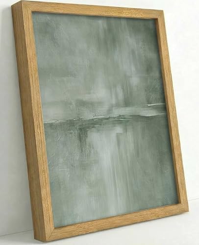 yunjulp Framed Sage Green Abstract Wall Art, Modern Canvas Prints Artwork for Walls, Minimalist All Green Abstract Pictures for Living Room, Hallway, Fireplace, Bedroom, Office Wall Decor 16x24in