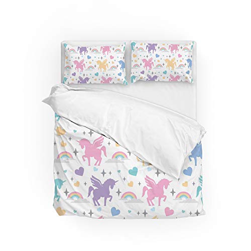 Parure de lit CHEHONG double en polyester avec housse de couette licorne
