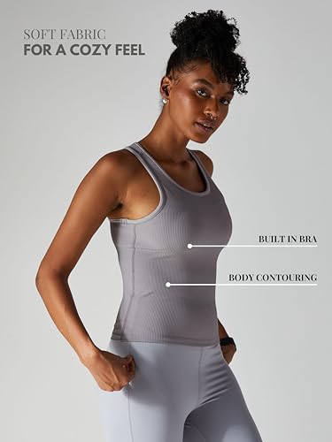 Image of CAVA Tank Us Later Women's Ribbed Tank Top | Sleeveless Activewear with Built-in Bra | Full Length, Stretchable, Moisture-Wicking