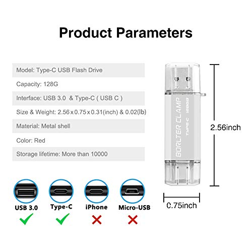 Clé USB C 128 Go double clé USB résout le problème de stockage Android et PC