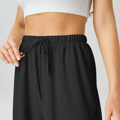 keriffe Women's Flowy Wide Leg Pants Casual Beach Pants High Waisted Drawstring Palazzo Trousers with Pockets3